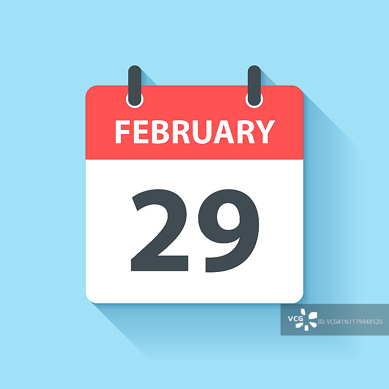 2月29日-每日日历图标在平面设计风格图片素材