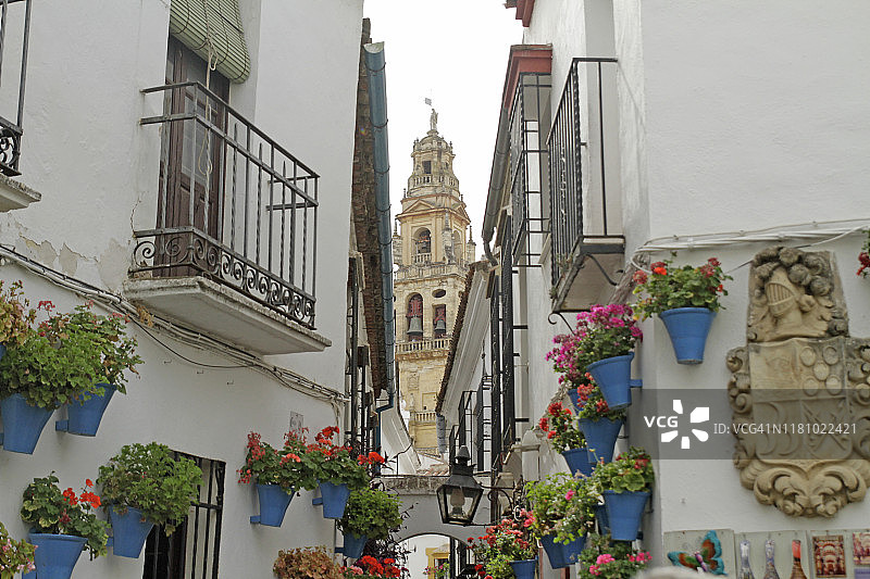 西班牙科尔多瓦的花街图片素材