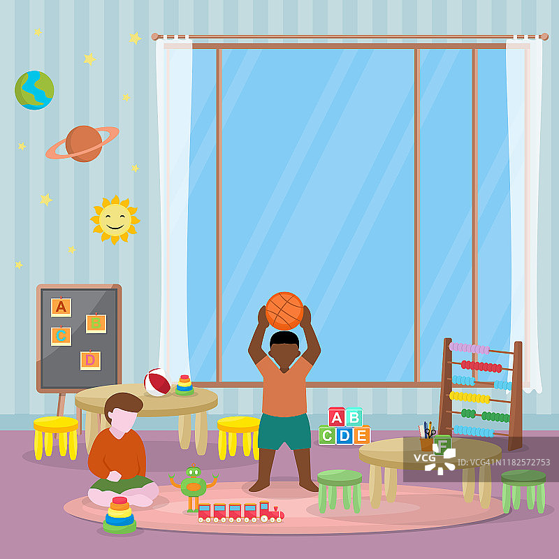 儿童儿童学习玩教育玩具幼儿园平面插图图片素材