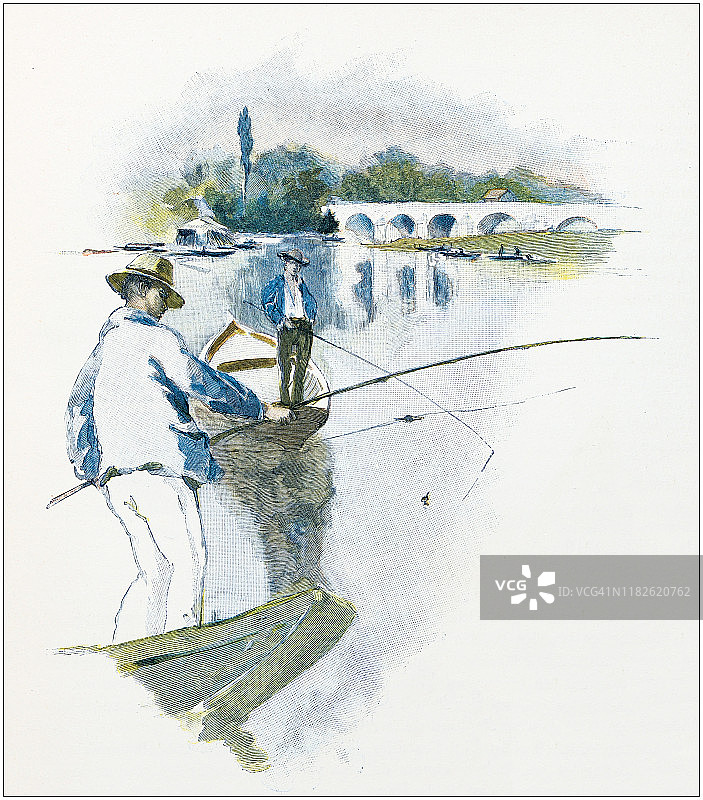 古董插图:渔民图片素材