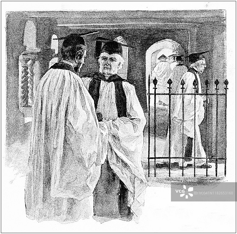 古董插图:坎特伯雷牧师图片素材