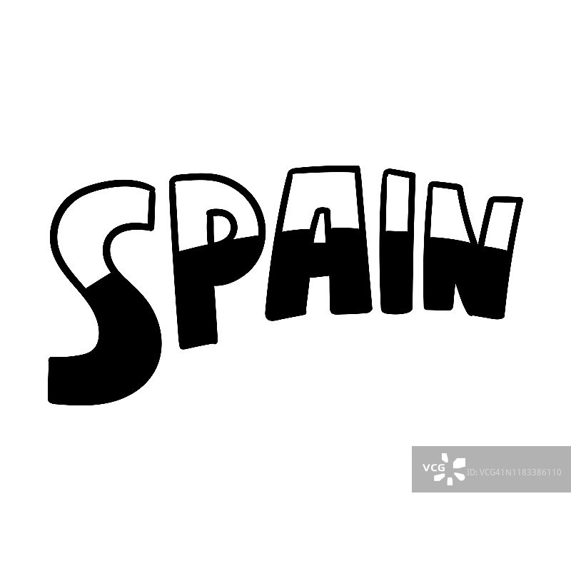 手写的字西班牙。手绘字体。图片素材