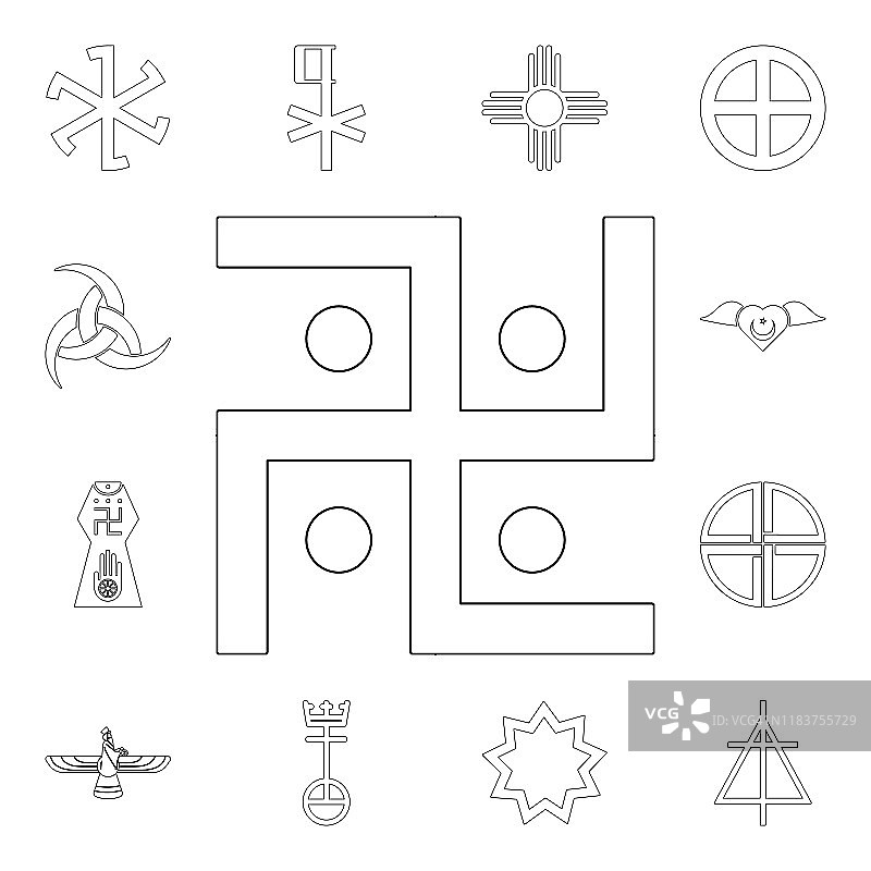 宗教象征，耆那教大纲图标。宗教符号插画元素。标志和符号图标可以用于网页，标志，移动应用程序，ui，用户体验图片素材