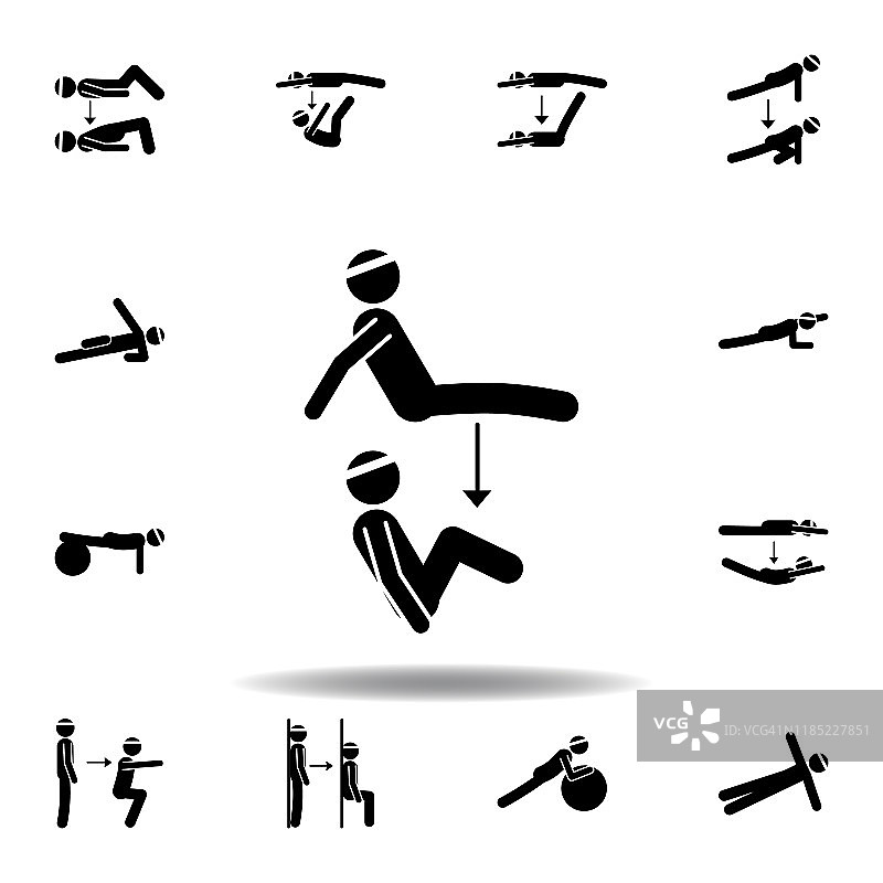 健身，地板，地面，膝盖图标。健身元素插图。标志和符号图标可以用于网页，标志，移动应用程序，UI, UX的白色背景图片素材