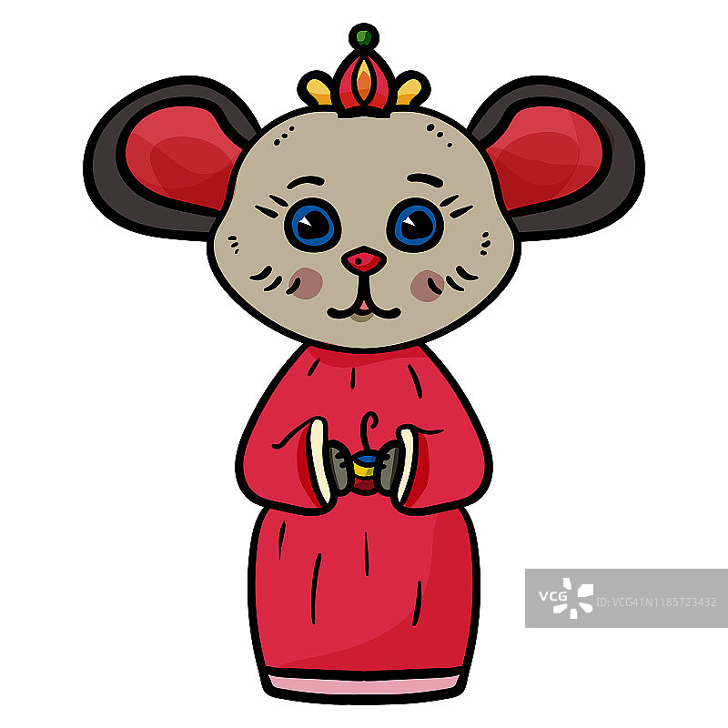 可爱的老鼠，老鼠，象征繁荣和好运的鼠年2020，中国新年。——矢量设计。图片素材