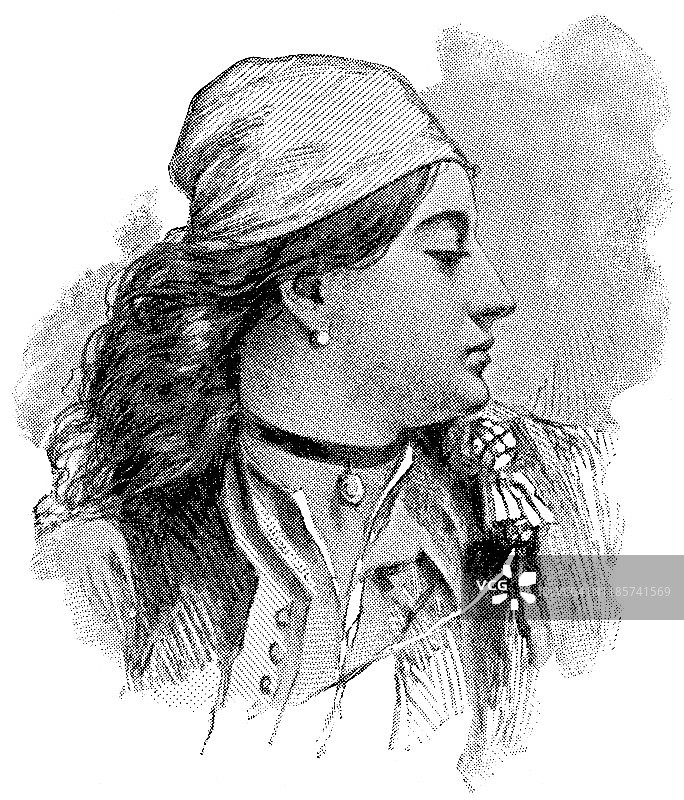 穿着传统服装的希腊妇女——19世纪图片素材