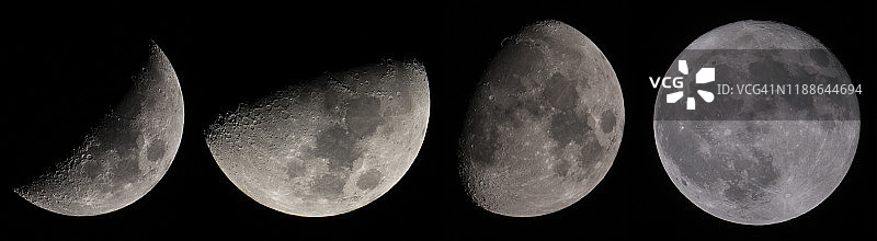 月相在黑色背景上图片素材