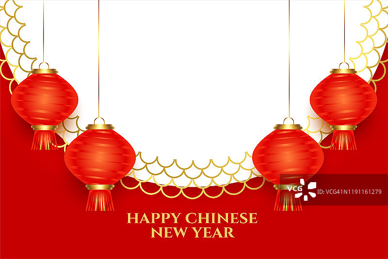 中国新年的灯笼装饰与文字空间图片素材