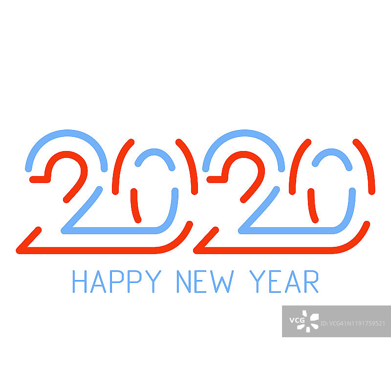 2020年新年快乐。矢量图像。图片素材