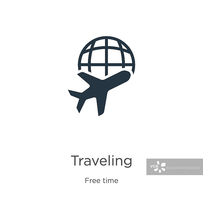 旅行图标矢量。时尚的平面旅行图标从自由时间收集孤立的白色背景。矢量插图可以用于网页和移动平面设计，标志，eps10图片素材