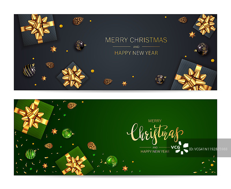 黑色和绿色的圣诞横幅图片素材