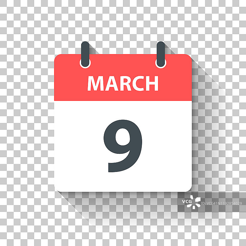 3月9日-日日历图标在平面设计风格图片素材