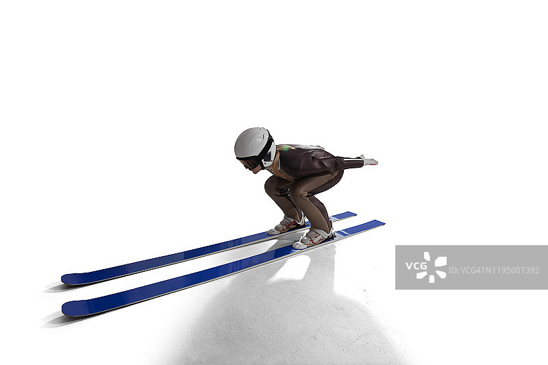 跳高滑雪。图片素材
