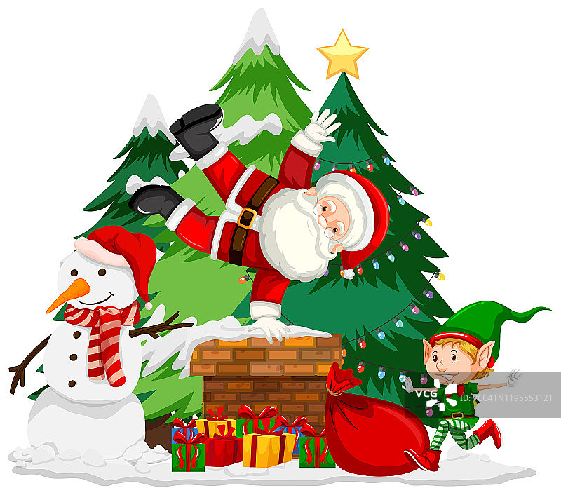 圣诞主题有圣诞老人和雪人图片素材