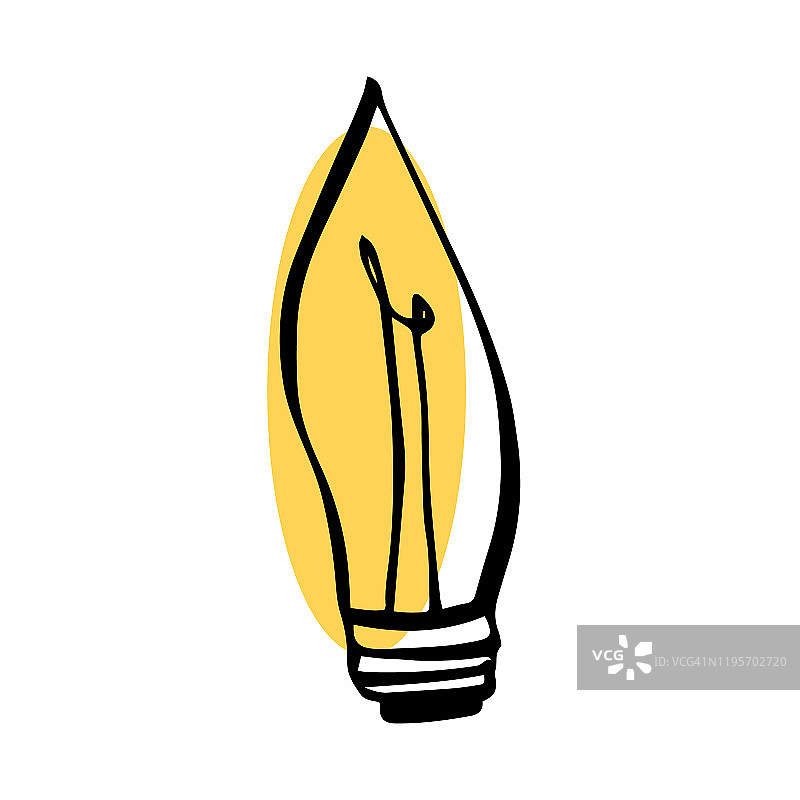 灯泡插图设计平面彩色铅笔画图片素材