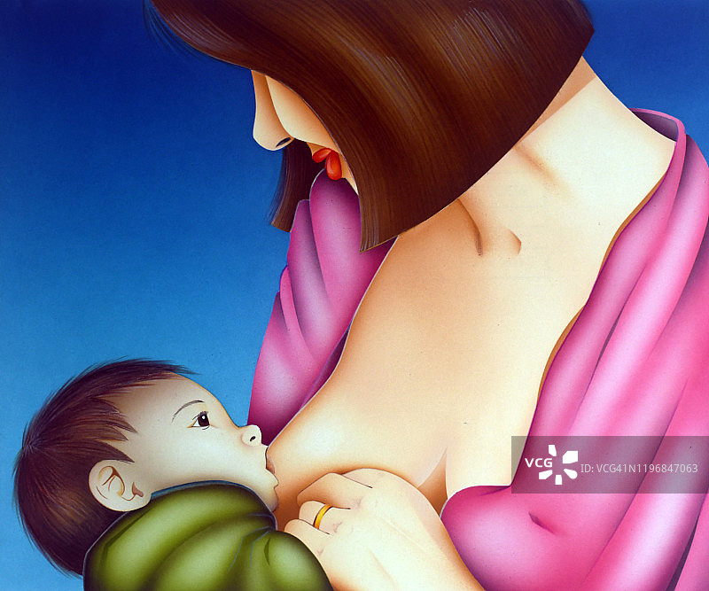 母亲母乳喂养婴儿图片素材