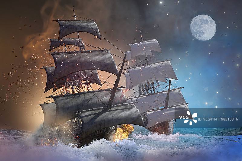 海战海盗船3d渲染图片素材