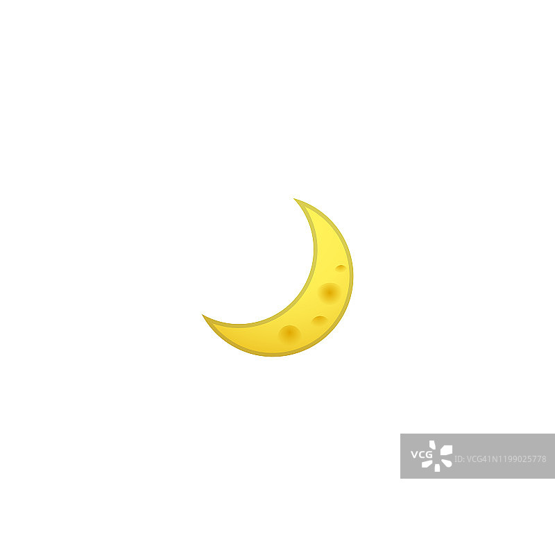 半月孤立现实矢量图标。月亮周期，月相插图表情符号，表情符号，图标图片素材