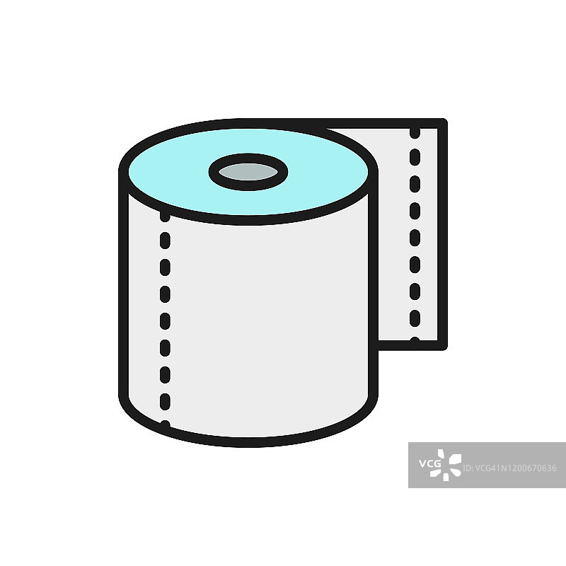 厕纸卷，餐巾纸平色线图标。图片素材