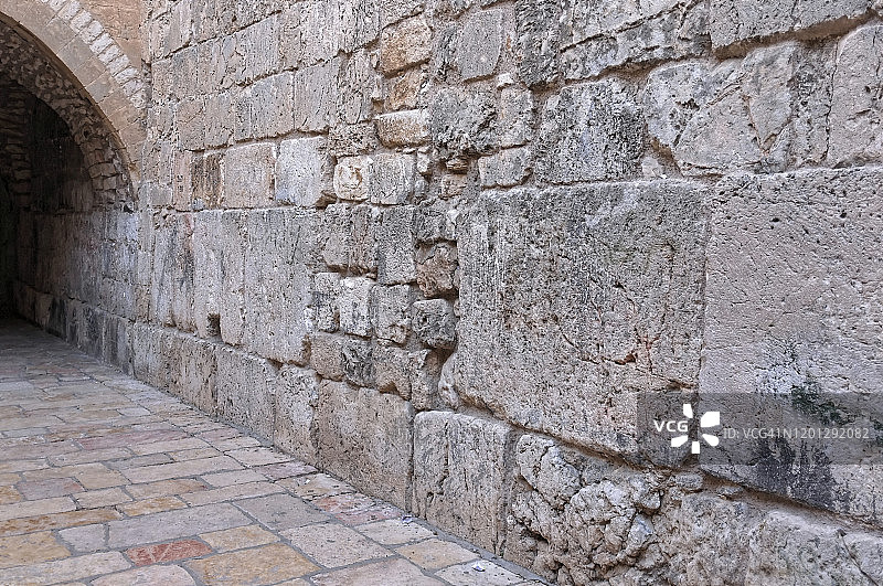 耶路撒冷老城，哭墙/西墙的一个鲜为人知的部分，小哭墙，HaKotel HaKatan图片素材