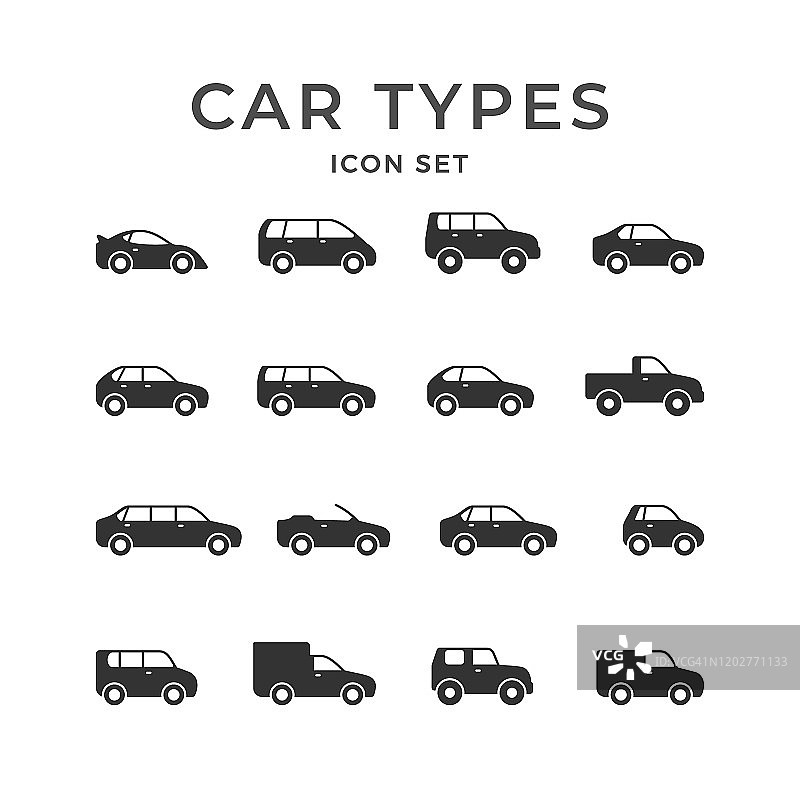 设置汽车类型的字形图标图片素材