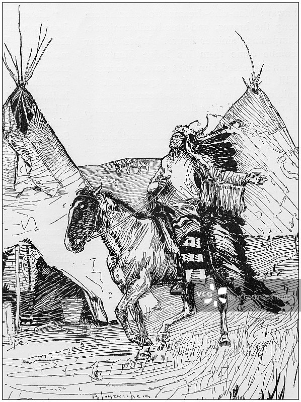 古董插图:美洲原住民图片素材