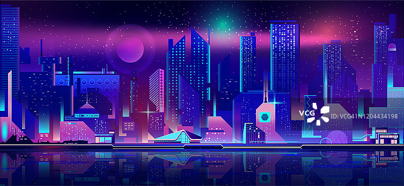 城市夜生活卡通载体城市背景图片素材