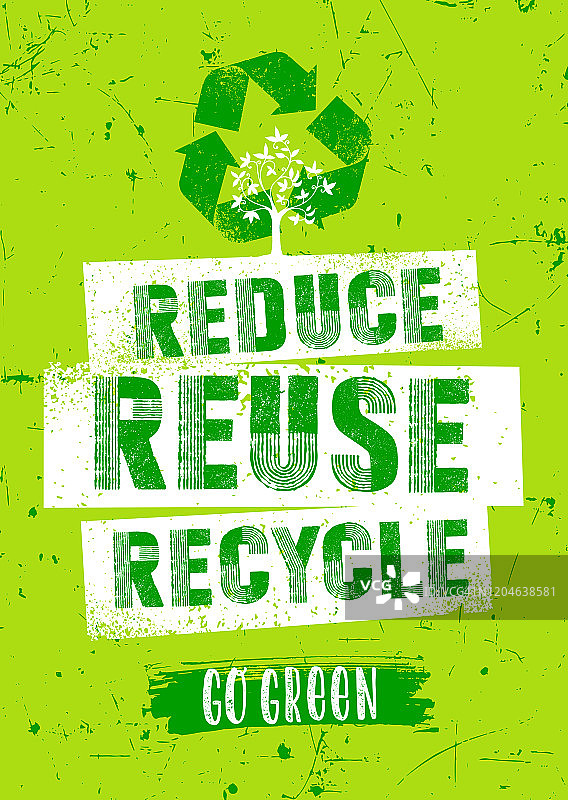 减少。重用。“回收利用”。有机可持续动力海报概念。图片素材