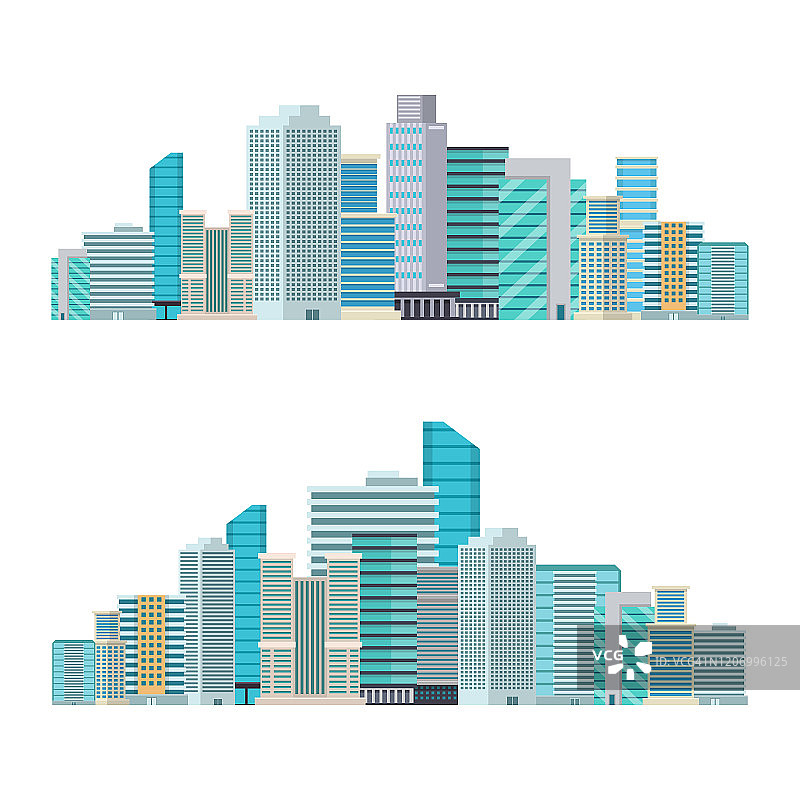 摩天大楼城市建筑矢量设计插图孤立在白色的背景图片素材
