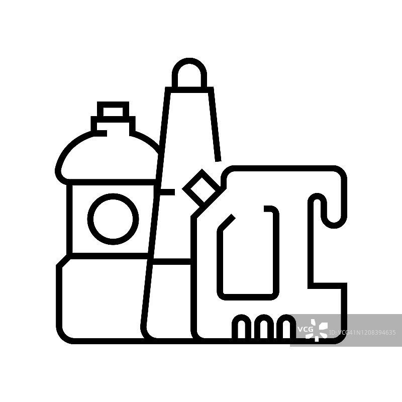 洗涤剂线条图标，概念符号，轮廓矢量插图，线性符号图片素材