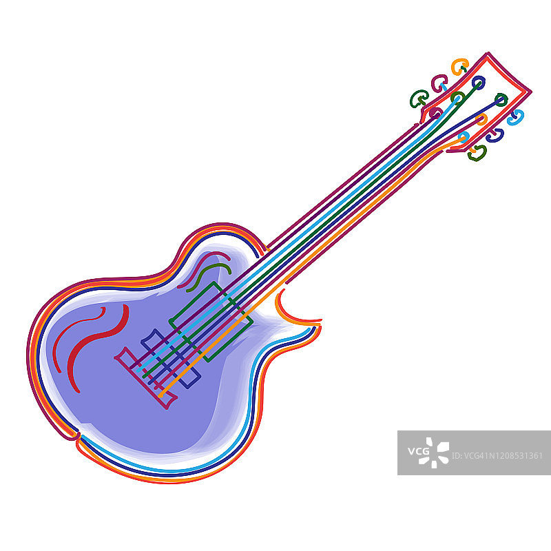 矢量插图的吉他霓虹风格图片素材