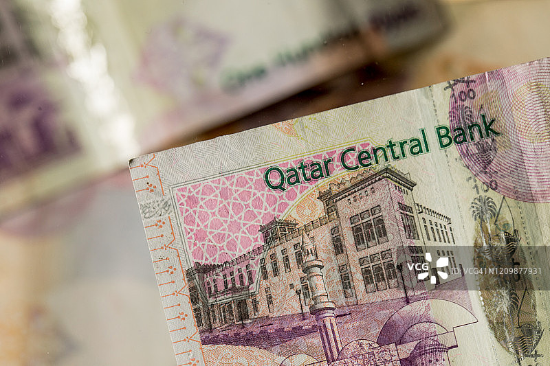 卡塔尔里亚尔钞票图片素材