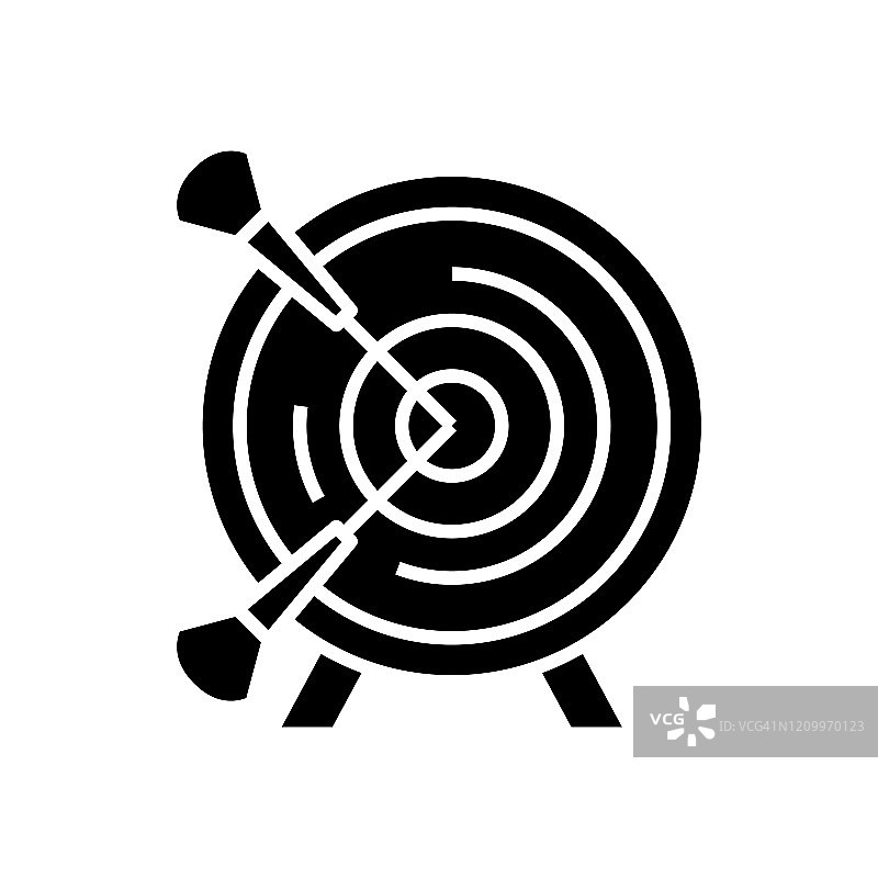 目标成就黑色图标，概念说明，矢量平面符号，象形符号图片素材