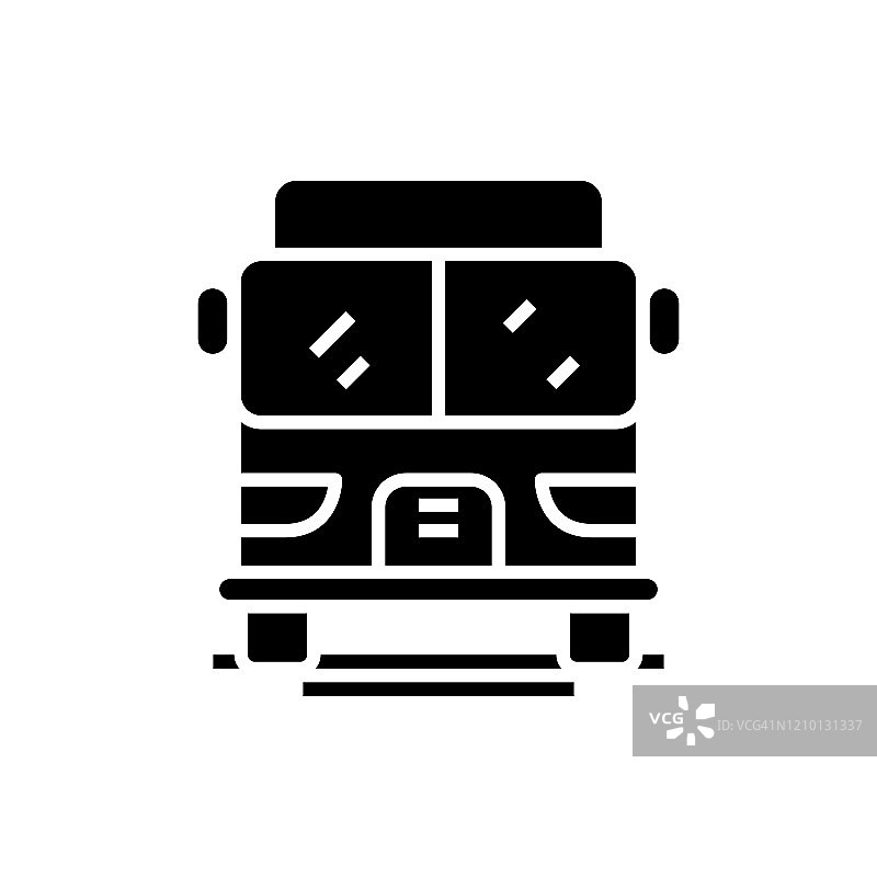 客车黑色图标、概念插图、矢量平面符号、象形符号图片素材