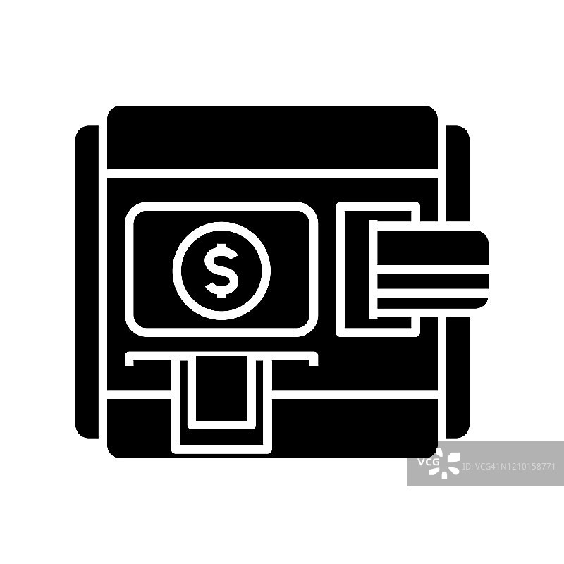 钱袋黑色图标，概念插图，矢量平面符号，象形符号图片素材