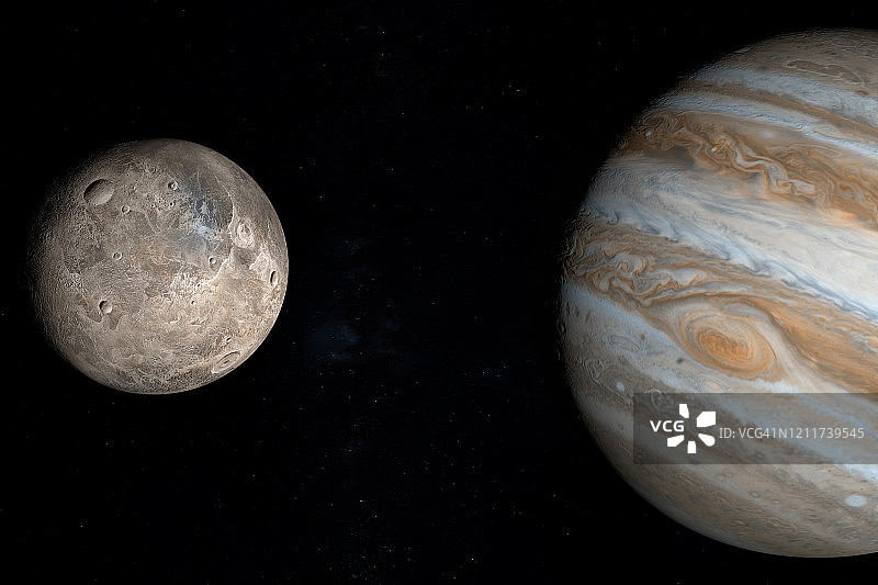 谷神星和木星。三维渲染图片素材