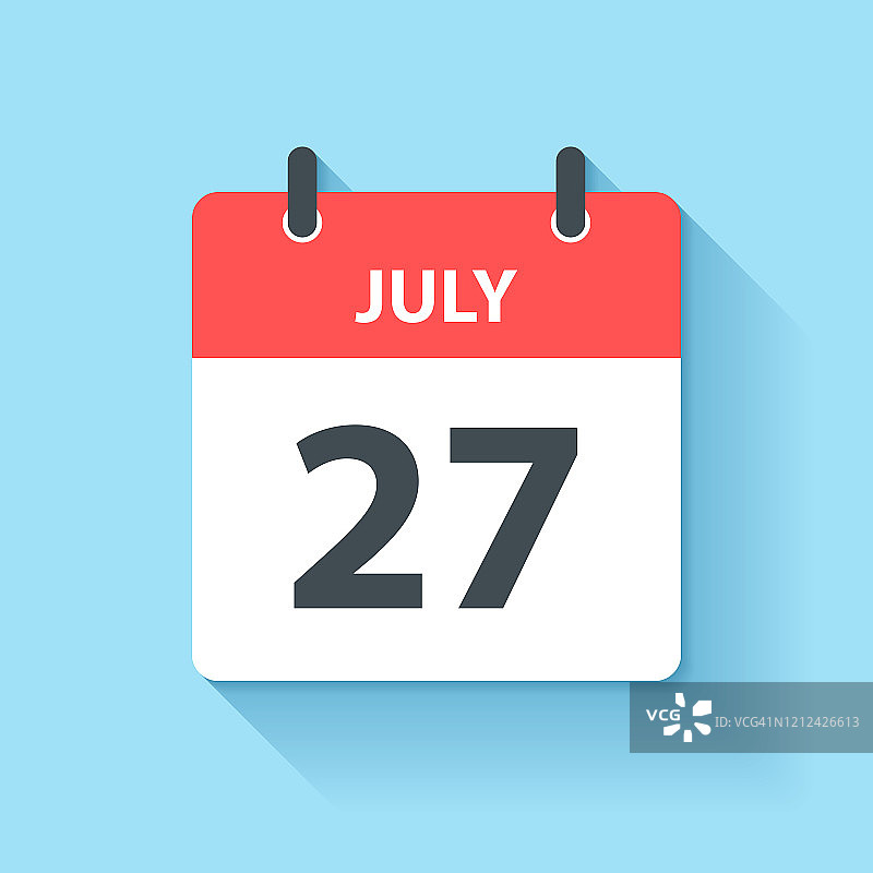 7月27日-日日历图标在平面设计风格图片素材