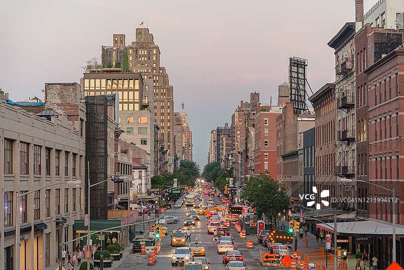 日落时分的纽约大街图片素材