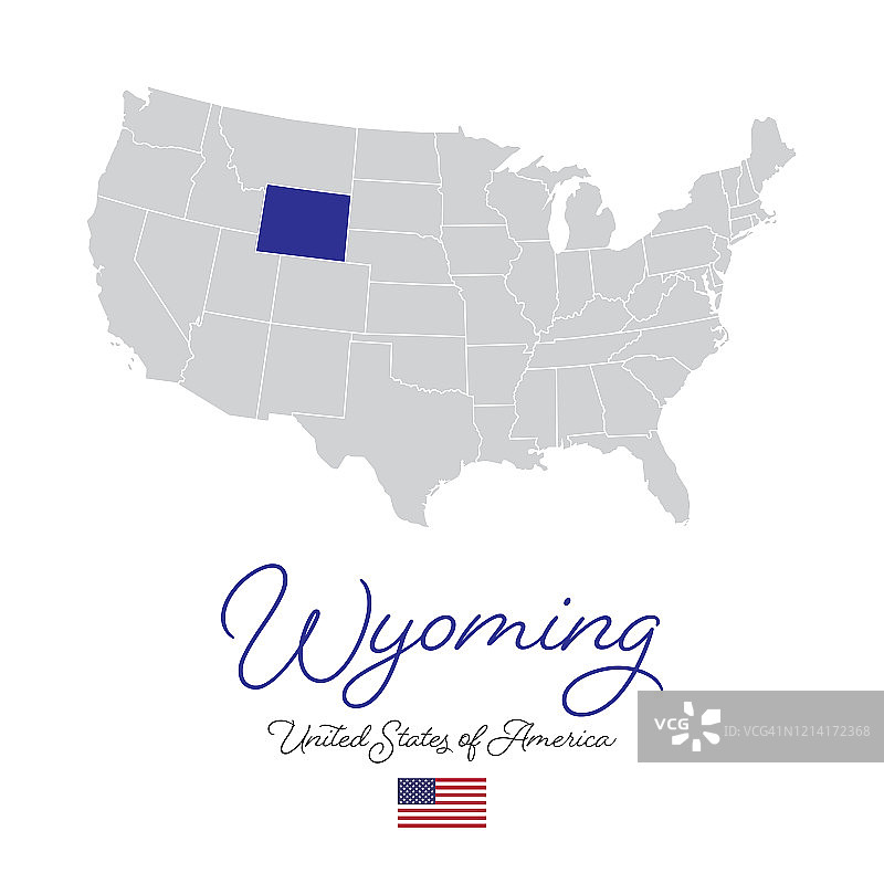 怀俄明州在美国矢量地图插图图片素材