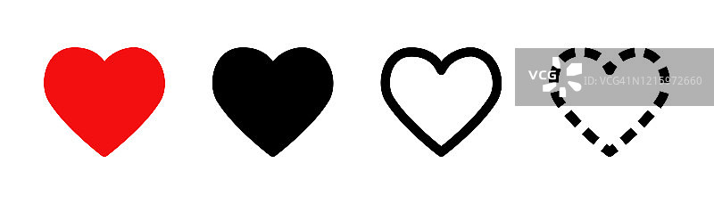 心爱矢量孤立图标上的白色背景。向量心收集孤立的爱情符号。抽象艺术。情人节礼物。爱结婚的概念。图片素材