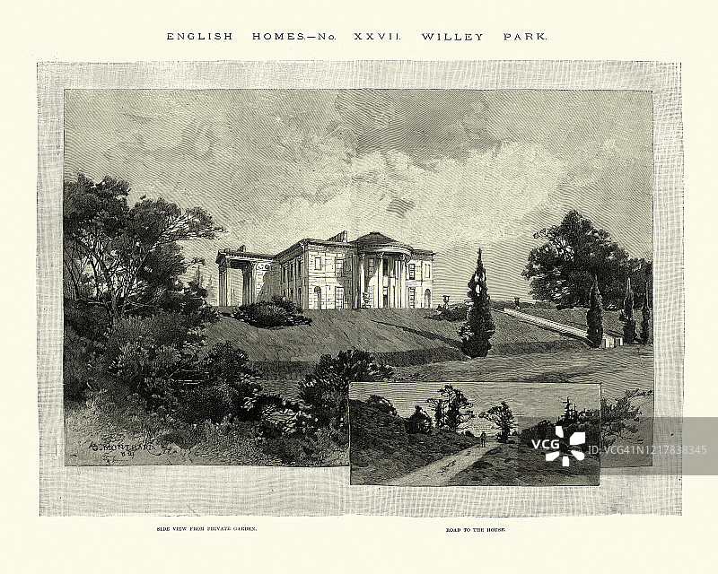 威利公园，新古典主义英国宅邸，19世纪图片素材