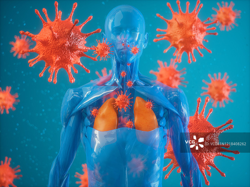 冠状病毒对人肺的影响图片素材