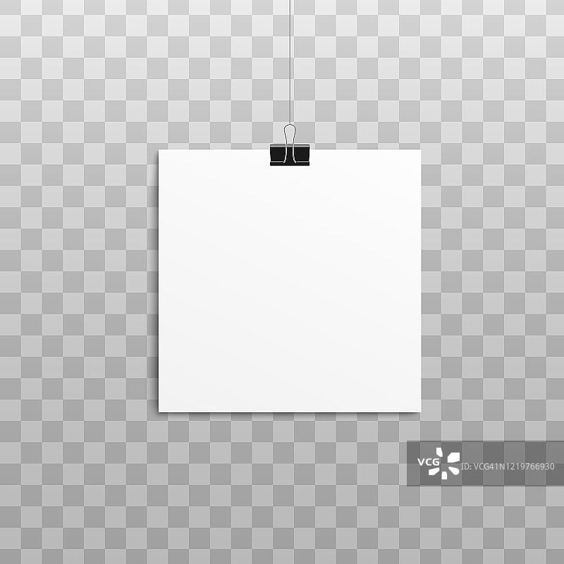 正方形空白纸公告牌，现实的矢量模型插图孤立。图片素材