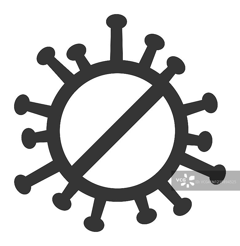 带有禁止标志病毒图标的冠状病毒图片素材
