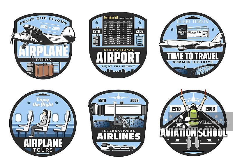 航空公司和机场，航班，航空图标图片素材