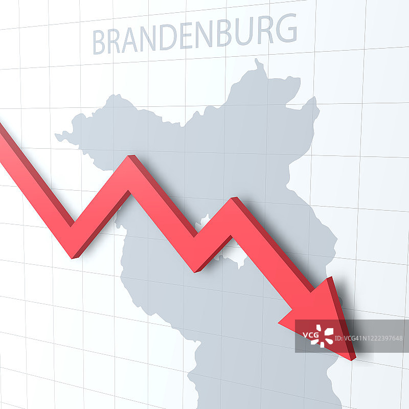 坠落的红色箭头，背景是勃兰登堡地图图片素材