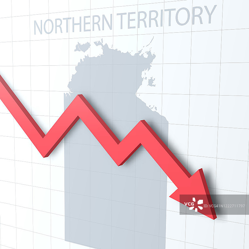 落下的红色箭头与北领地地图的背景图片素材