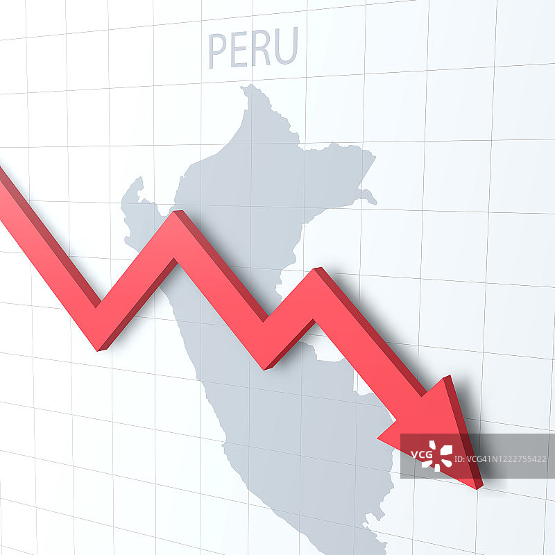 下落红色箭头与秘鲁地图的背景图片素材