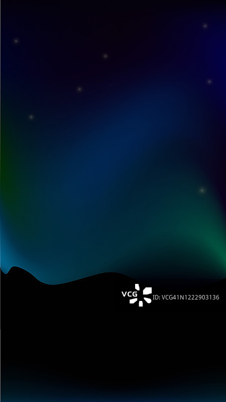 垂直插图深蓝色背景夜空北极光与星星图片素材
