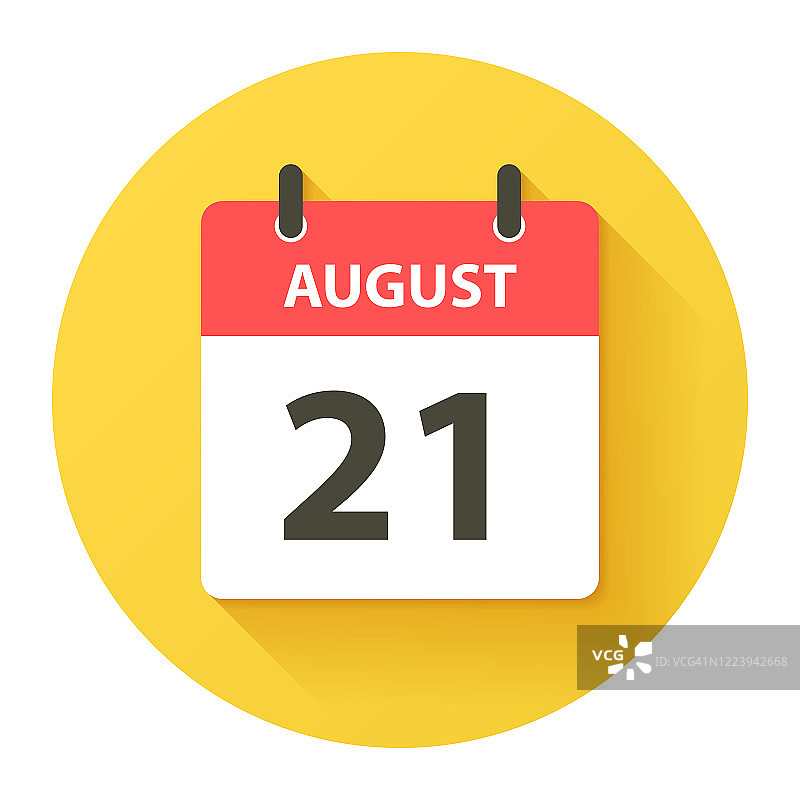 8月21日-圆日日历图标在平面设计风格图片素材